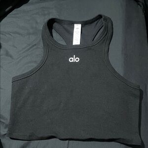 ALO Yoga Black Ribbed Crop Top